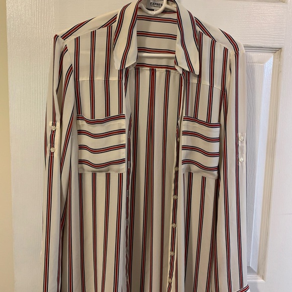 Express Tops - Express Large EUC sheer polyester blouse (ptp 24”) with adjustable sleeves